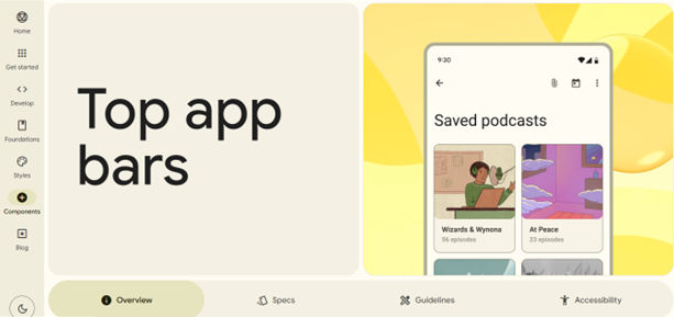 Screenshot showing Material Design 